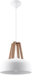 Lampa wisząca CASCO biała/naturalne drewno SL.0388 - Sollux