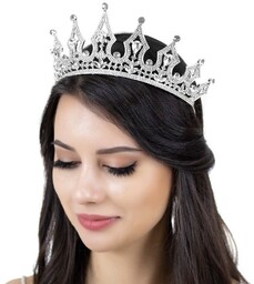 KORONA diadem KRYSZTAŁY tiara ŚLUBNA srebrna ŚLUB