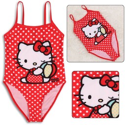 Hello Kitty Dziewczęcy strój kąpielowy, czerwony strój kąpielowy,