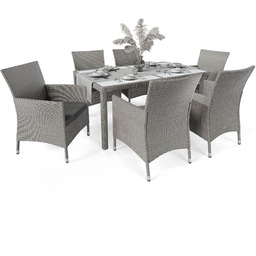 Zestaw mebli ogrodowych Verona 6+1 - Szary/Szary