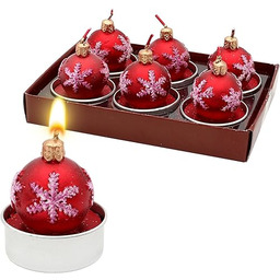 Dekohelden24 6-częściowy zestaw świeczek typu tealight bombki choinkowe