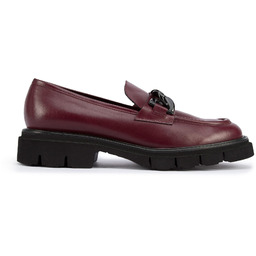 Damskie mokasyny skórzane z łańcuchem bordowe