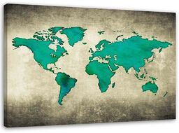 Obraz na płótnie, Zielona mapa świata 60x40
