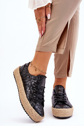Wiązane Espadryle Na Plecionej Platformie Big Star JJ274396