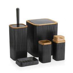 Zestaw łazienkowy 5el Zoya czarny drewno komplet