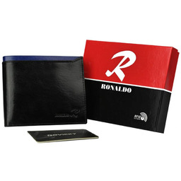 Portfel czarny z niebieską wstawką Ronaldo N01-VT BLACK-BLUE