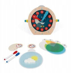 Zabawka edukacyjna drewniany zegar do nauki godzin Essentiel
