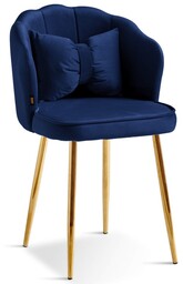 Krzesło muszelka Glamour DC-6091 granatowy welur, złote nogi
