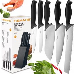 Fiskars Control Zestaw Komplet noży w drewnianym czarnym