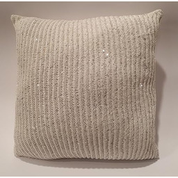 Comarco Sa Biała poduszka ze srebrnymi cekinami 45x45