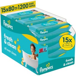 PAMPERS Chusteczki nawilżane Fresh Clean (1200 szt.) 2+1