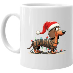 Świąteczny jamnik - kubek na prezent