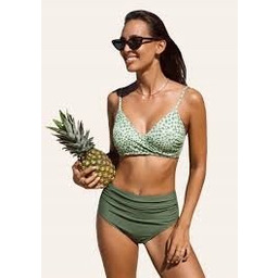 Cupshe bikini z nadrukiem w panterkę marszczone majtki