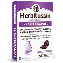 Herbitussin Na kaszel i gardło, 24 pastylki