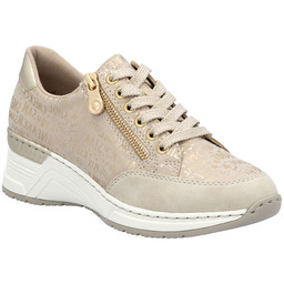 Półbuty damskie sneakersy na koturnie komfortowe beżowe Rieker