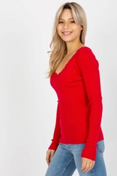Czerwony dopasowany sweter klasyczny w prążek