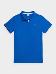 4F Damska koszulka polo slim Niebieska kołnierzyk