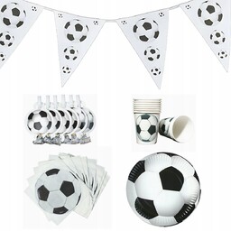 Talerze Kubki Serwetki Papierowe Baner Piłka Nożna Mecz