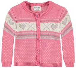 Dziewczęcy sweter rozpinany różowy Kanz