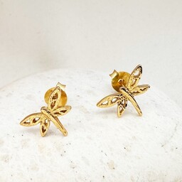 Pakamera KOLCZYKI z ważką, złote ważki sztyfty