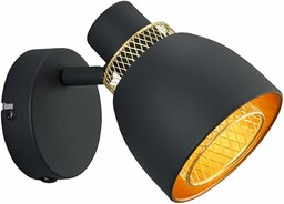 Reality Lampa ścienna Punch R80811032, metal czarny matowy/złoty,