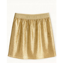 Karl Lagerfeld Złota Spódniczka Rozkloszowana Z Cekinami 162Cm