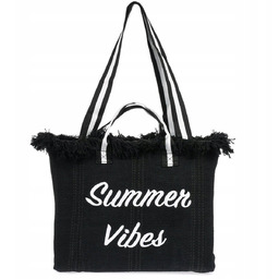 Torba plażowa bawełniana duża na lato rączki suwak