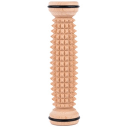 Masażer drewniany wałek wypukły z gumką 18 cm