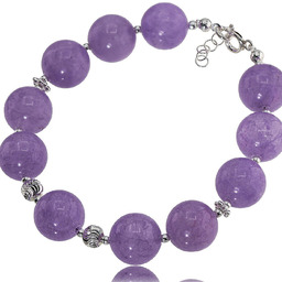 Jadeit Lawendowy Piękna Bransoletka Srebro