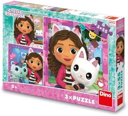 Puzzle 3 w 1 Koci domek Gabi