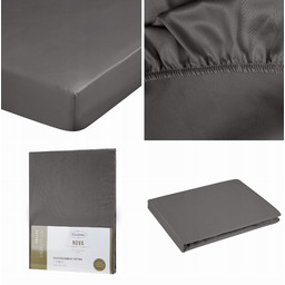 Prześcieradło z gumką 180x200 satyna Nova 3 stalowe