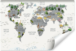 Muralo Fototapeta Mapa świata dla dzieci po angielsku