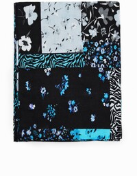 Prostokątny szal patchwork w kwiaty