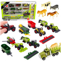 Zestaw Traktorów Maszyn Rolniczych z Zwierzętami