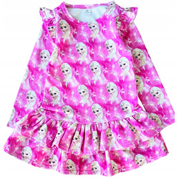 Sukienka 122 Różowa Z Falbankami Elsa I Anna