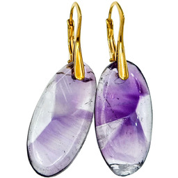 Naturalny Ametyst Wyjątkowe Kolczyki Złote Srebro Unikat