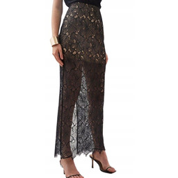 KAREN MILLEN TALL CZARNA DŁUGA SPÓDNICA Z KORONKI