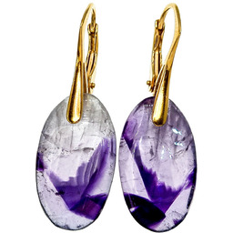 Naturalny Ametyst Piękne Kolczyki Złote Srebro Unikat