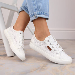 Białe tenisówki koronkowe Big Star W274925