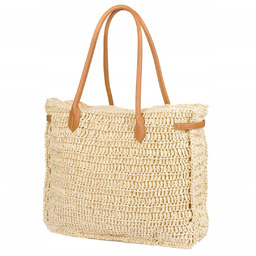 Duża torba plażowa na lato rączki suwak solidna