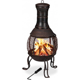 Relaxdays Piec Tarasowy, Czerwony/Brązowy, 89 x 45 x