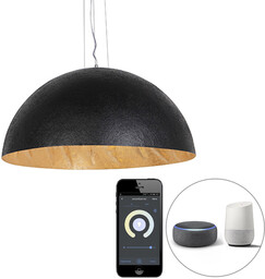 QAZQA Inteligentna lampa wisząca czarno-złota 70 cm