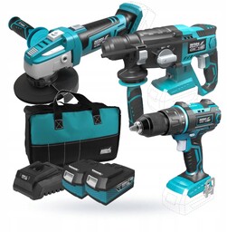 Zestaw 18V Dedra wkrętarka szlifierka młot 2x4Ah
