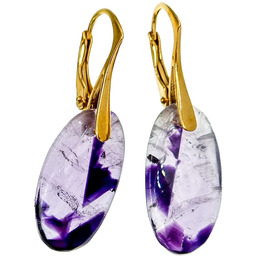 Naturalny Ametyst Wyjątkowe Kolczyki Złote Srebro Unikat
