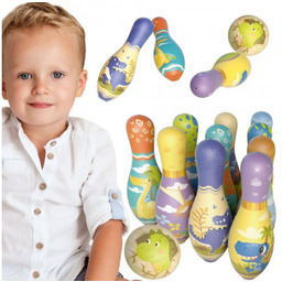 Gra Zręcznościowa Kręgle Miękkie Soft Dinozaury Zestaw 12el