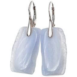 Naturalny Agat Niebieski Kolczyki Srebro Unikat