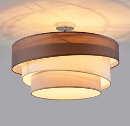 Lampa sufitowa Lindby Melia, brązowa/szara, tekstylna, Ø 56