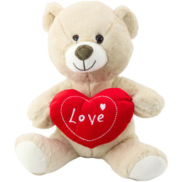 Pluszowa Maskotka Przytulanka Miś Z Sercem Kremowy Beżowy