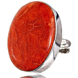 Koral Przepiękny Pierścionek Srebro R10-26 Certyfikat Unikat