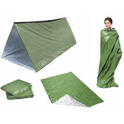 LEKKI NAMIOT TERMICZNY RATUNKOWY FOLIA ŻYCIA ZIELONA KOC